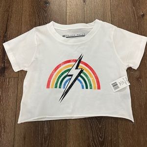 Prince Peter Cropped Tee with Rainbow and Lightening Bolt